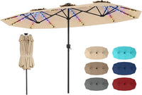 Tangkula 13 Ft Solar Patio Umbrella with Multi-Colored Flowing LED Lights