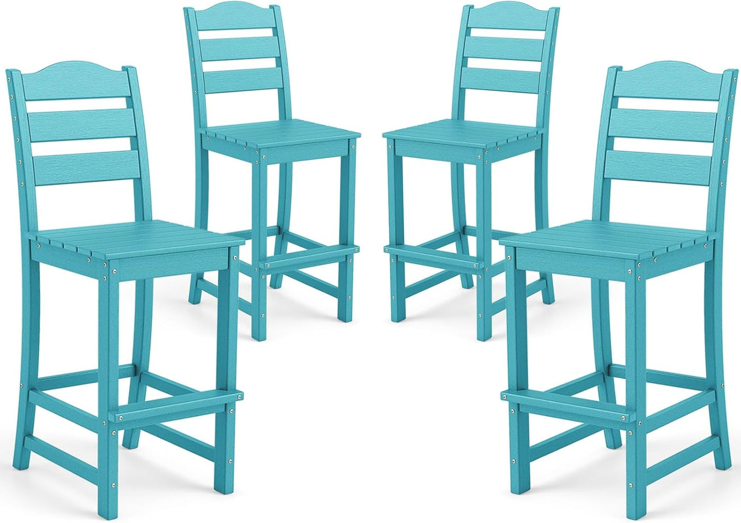 Tangkula Patio HDPE Barstool | Outdoor High Top Bar Chair w/Backrest & Footrest (1/2/4)