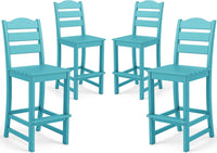 Tangkula Patio HDPE Barstool | Outdoor High Top Bar Chair w/Backrest & Footrest (1/2/4)