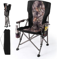 Tangkula Chaise de Camping Pliante, Chaise de Camp Portable avec Siège Rembourré, Porte-gobelet, Accoudoir, Cadre en Métal Robuste