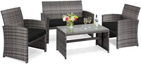 Tangkula 4/8 PCS Wicker Patio Conversation Set, Outdoor Rattan Sofas with Table Set