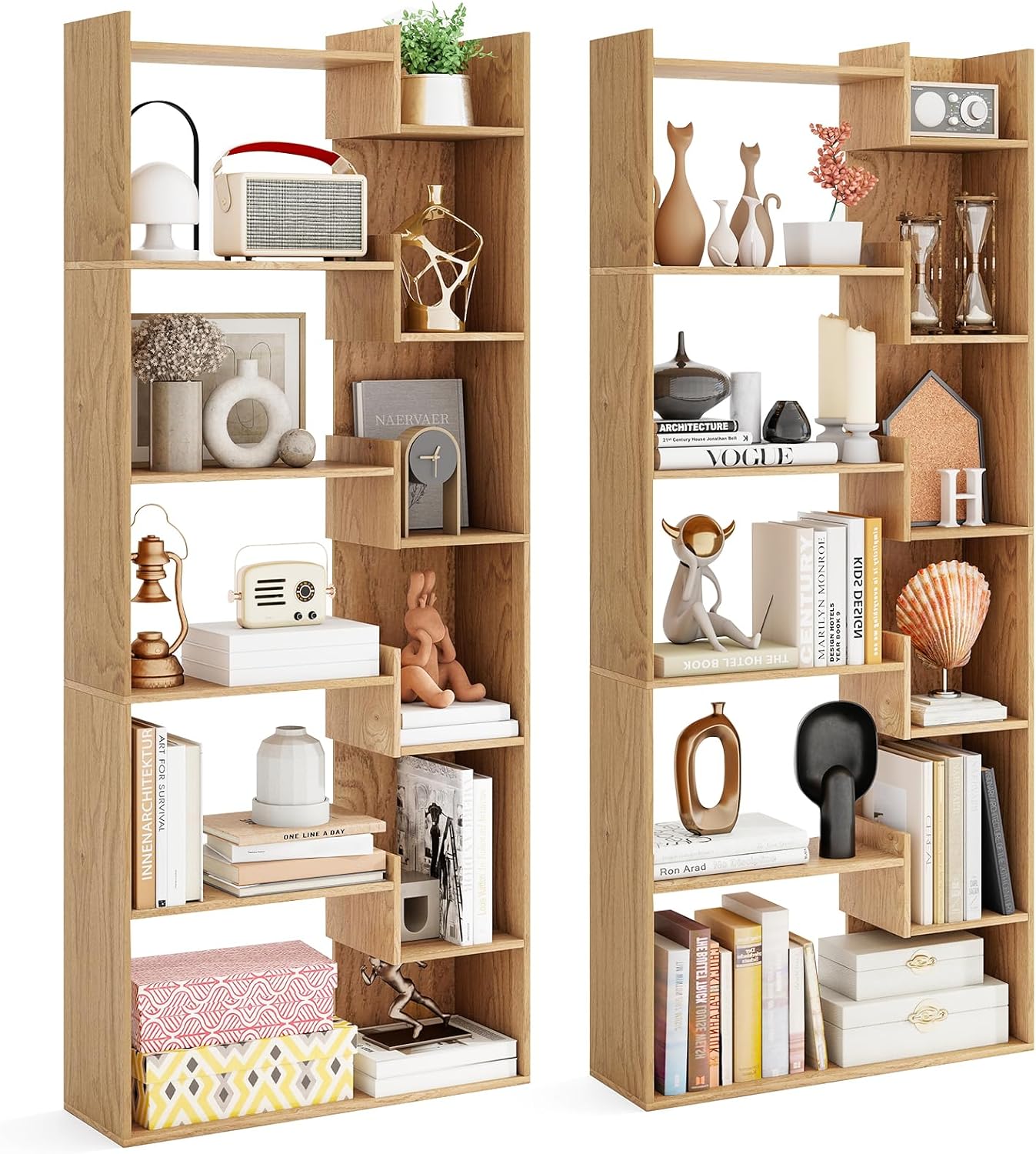 Tangkula 6-Tier Bookshelf | 64”H Tall Open Bookcase with Anti-Tip Kits (1/2)