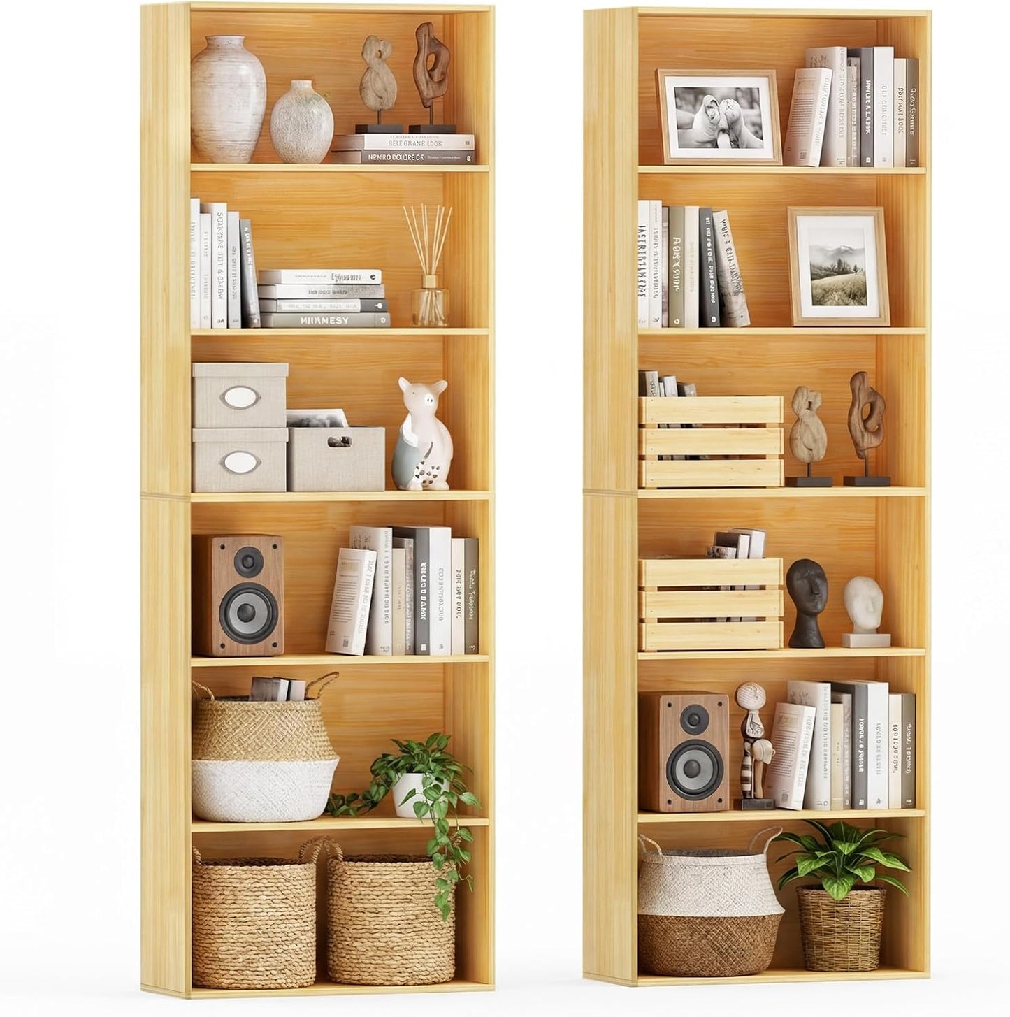 Tangkula Bibliothèque à 6 niveaux, étagère autoportante de 178 cm de hauteur avec 6 étagères ouvertes