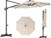 Tangkula 10ft Patio Umbrella | Offset Cantilever Square Outdoor Umbrella with 35 LED Lights