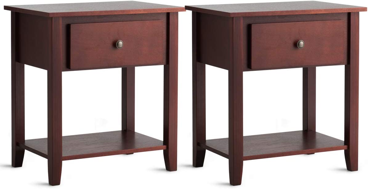 Tangkula End Table with Drawer, Nightstand w/Drawer and Storage Shelf