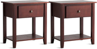 Tangkula End Table with Drawer, Nightstand w/Drawer and Storage Shelf
