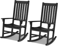 Acacia Wood Porch Rocking Chair, Wooden Rocking Chair Rocker with High Back & Armrest
