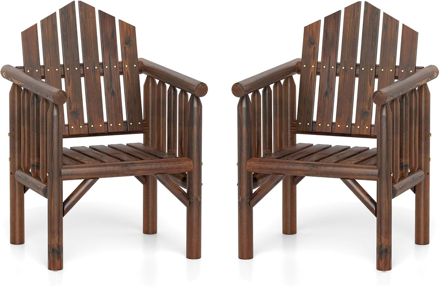 Tangkula Outdoor Wood Armchair Wooden Patio Dining Chair with Armrests