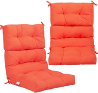 Patio High Back Chair Cushion, Tufted Chair Seat Pads with Non-Slip String Ties