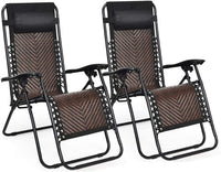 Tangkula Patio Rattan Zero Gravity Lounge Chair