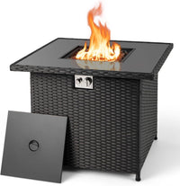 Tangkula 32.5 Inch Propane Fire Pit Table 5000 BTU with Tempered Glass Tabletop