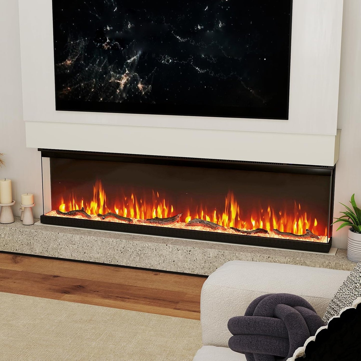 Tangkula 36/40/50/60 Inches 3-Sided Electric Fireplace Insert