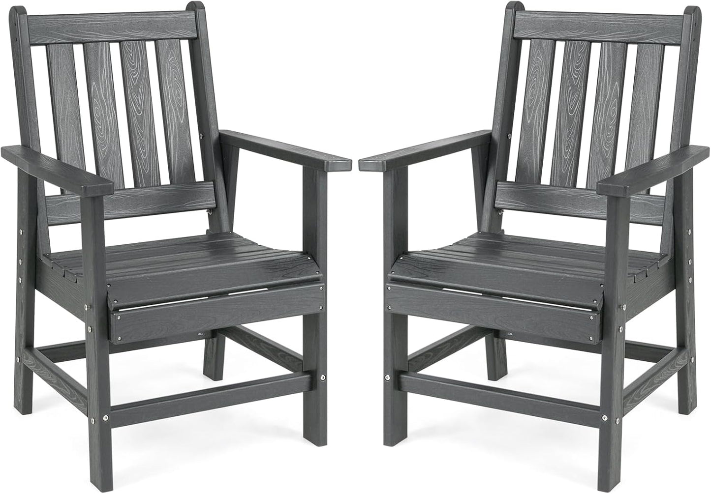 Tangkula HDPE Patio Dining Chairs Set of 2/4 with Wide Armrests