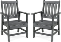 Tangkula HDPE Patio Dining Chairs Set of 2/4 with Wide Armrests