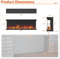 Tangkula 36/40/50/60 Inches 3-Sided Electric Fireplace Insert