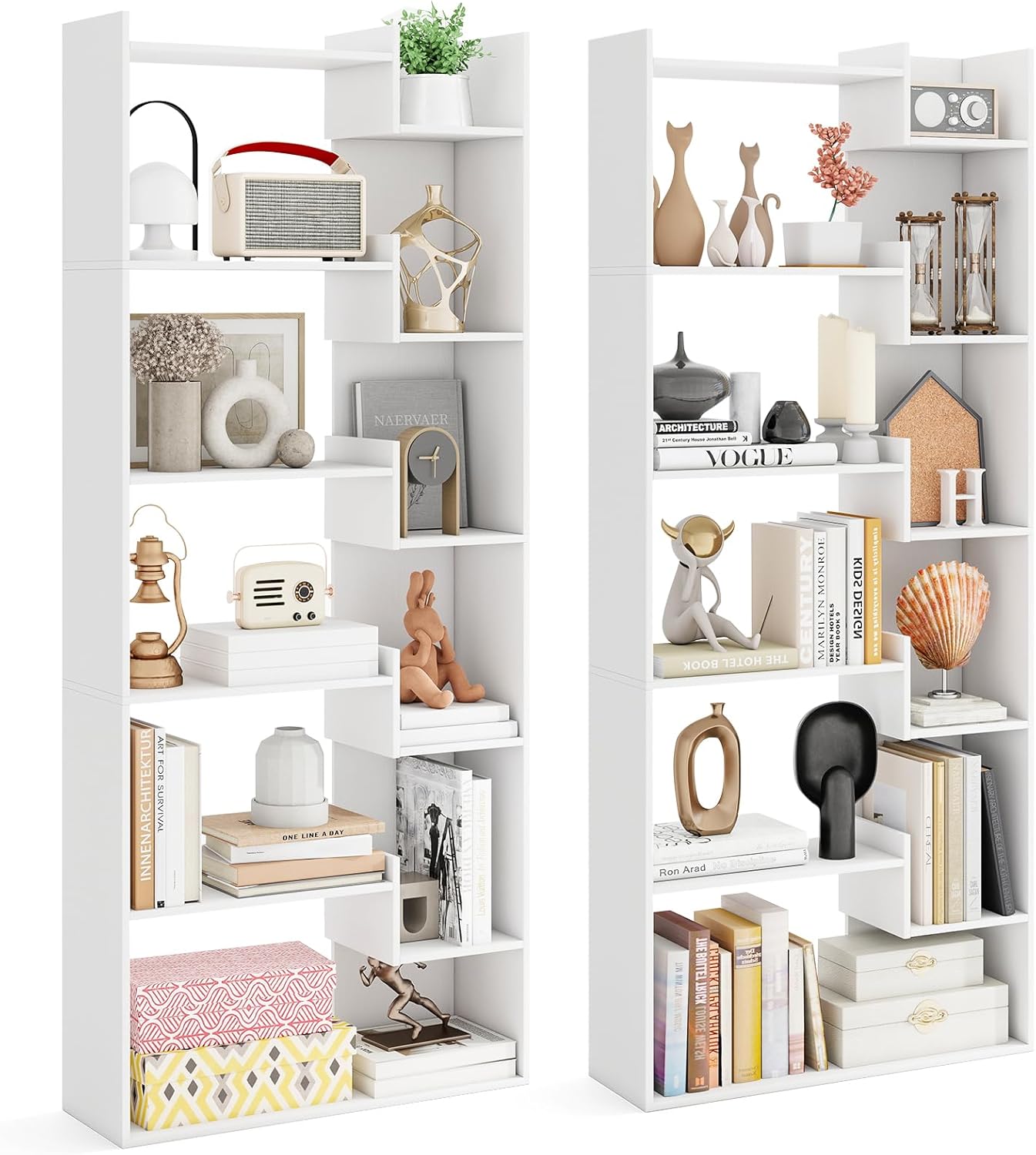 Tangkula 6-Tier Bookshelf | 64”H Tall Open Bookcase with Anti-Tip Kits (1/2)