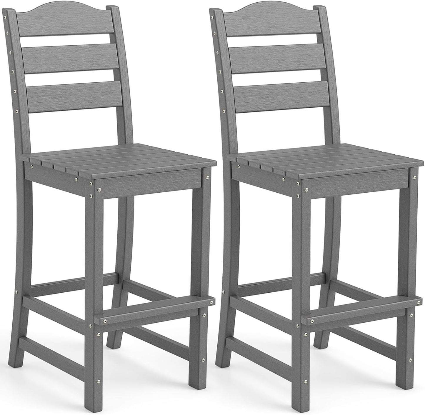 Tangkula Patio HDPE Barstool | Outdoor High Top Bar Chair w/Backrest & Footrest (1/2/4)