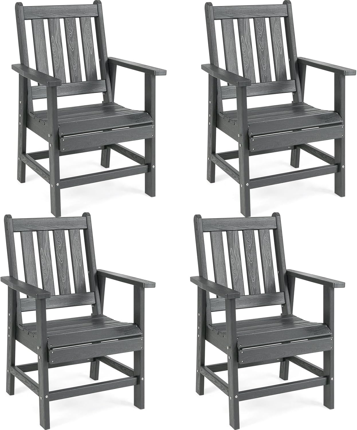 Tangkula HDPE Patio Dining Chairs Set of 2/4 with Wide Armrests