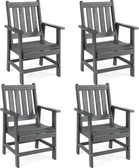 Tangkula HDPE Patio Dining Chairs Set of 2/4 with Wide Armrests