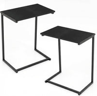 Tangkula Table d'appoint en C avec plateau de lit et cadre en métal