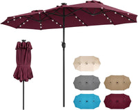 Tangkula 13 Ft Double-Sided Extra Large Outdoor Market Table Umbrella with 36 LED Lights