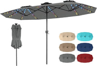 Tangkula 13 Ft Solar Patio Umbrella with Multi-Colored Flowing LED Lights
