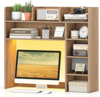 Tangkula Desktop Bookshelf with LED Lights & 8 Shelves for Max 25" Monitor