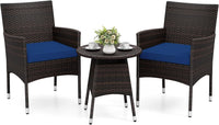 Tangkula 3 Piece Patio Furniture Set | Hand-Woven PE Wicker Conversation Set with Contoured Armchairs