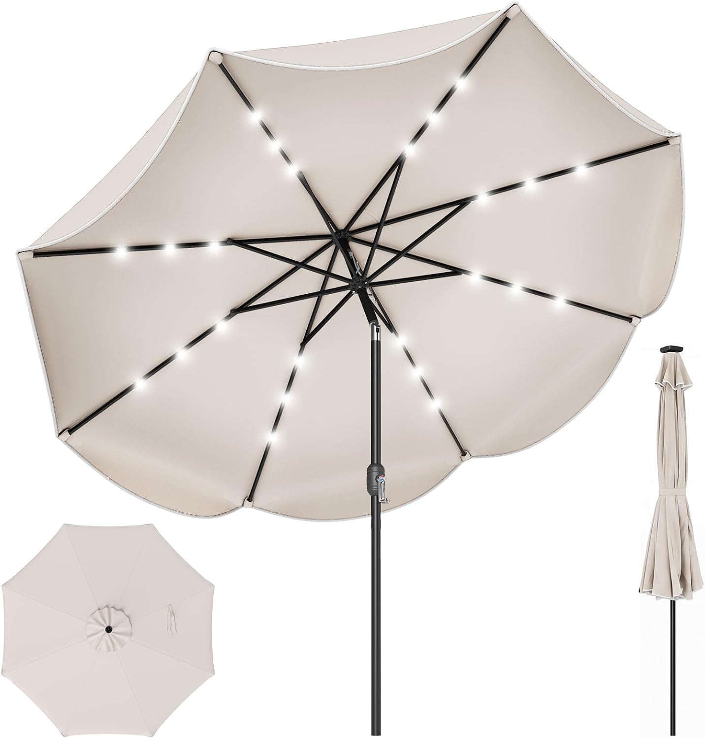 Tangkula 9 FT Solar Patio Umbrella with 24 LED Lights
