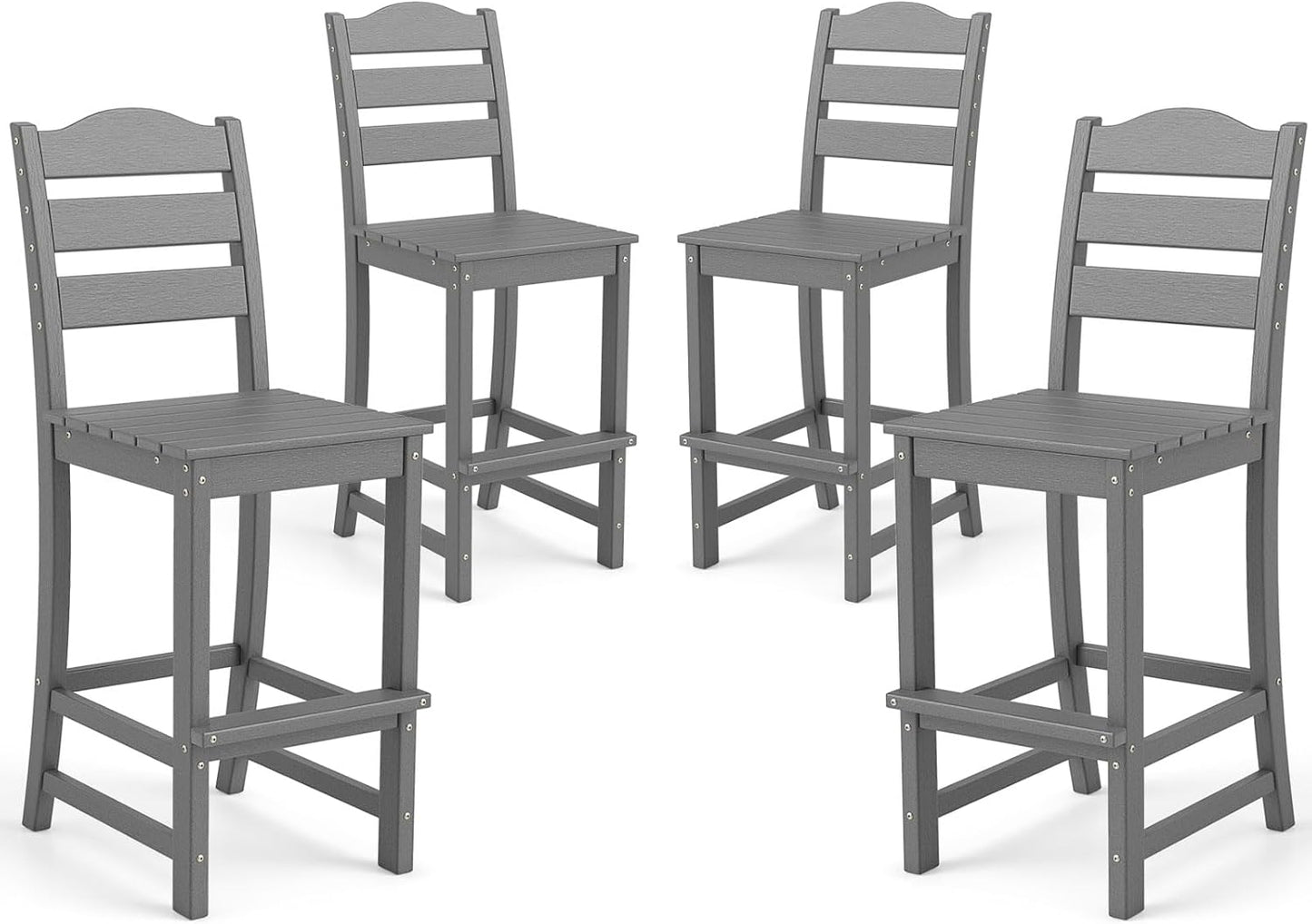 Tangkula Patio HDPE Barstool | Outdoor High Top Bar Chair w/Backrest & Footrest (1/2/4)