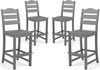 Tangkula Patio HDPE Barstool | Outdoor High Top Bar Chair w/Backrest & Footrest (1/2/4)