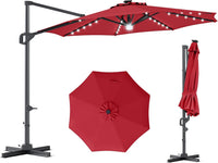 Tangkula 10ft Patio Umbrella | Offset Cantilever Square Outdoor Umbrella with 35 LED Lights