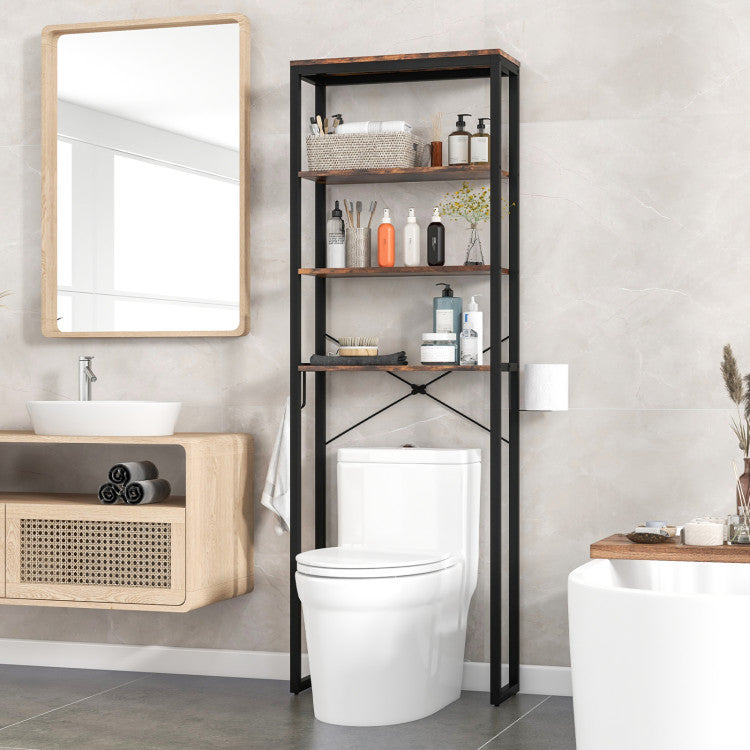 4-Tier Freestanding Over the Toilet Storage Rack-Rustic