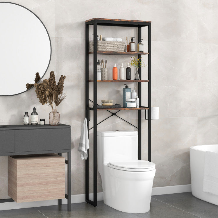 4-Tier Freestanding Over the Toilet Storage Rack-Rustic