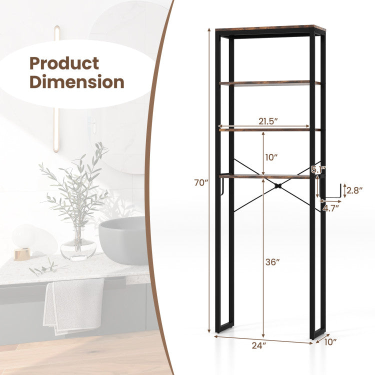 4-Tier Freestanding Over the Toilet Storage Rack-Rustic