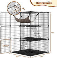 Tangkula Cat Cage Indoor 3-Tier Cat Enclosure with Skylight Hammock 2 Ladders