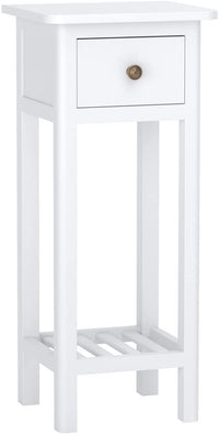 Tangkula Small Side Table for Small Spaces, Farmhouse Acacia Wood Slim End Table
