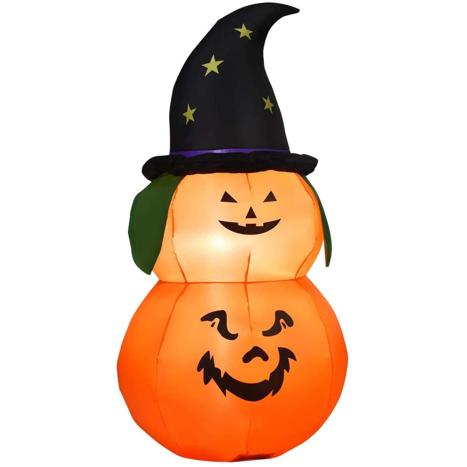 Tangkula 5 Ft Halloween Inflatable Pumpkin with Witch Hat