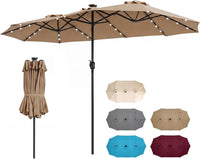 Tangkula 13 Ft Double-Sided Extra Large Outdoor Market Table Umbrella with 36 LED Lights