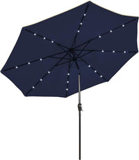 9FT Solar Powered LED Lighted Patio Umbrella, Table Market Umbrella with Tilt and Crank