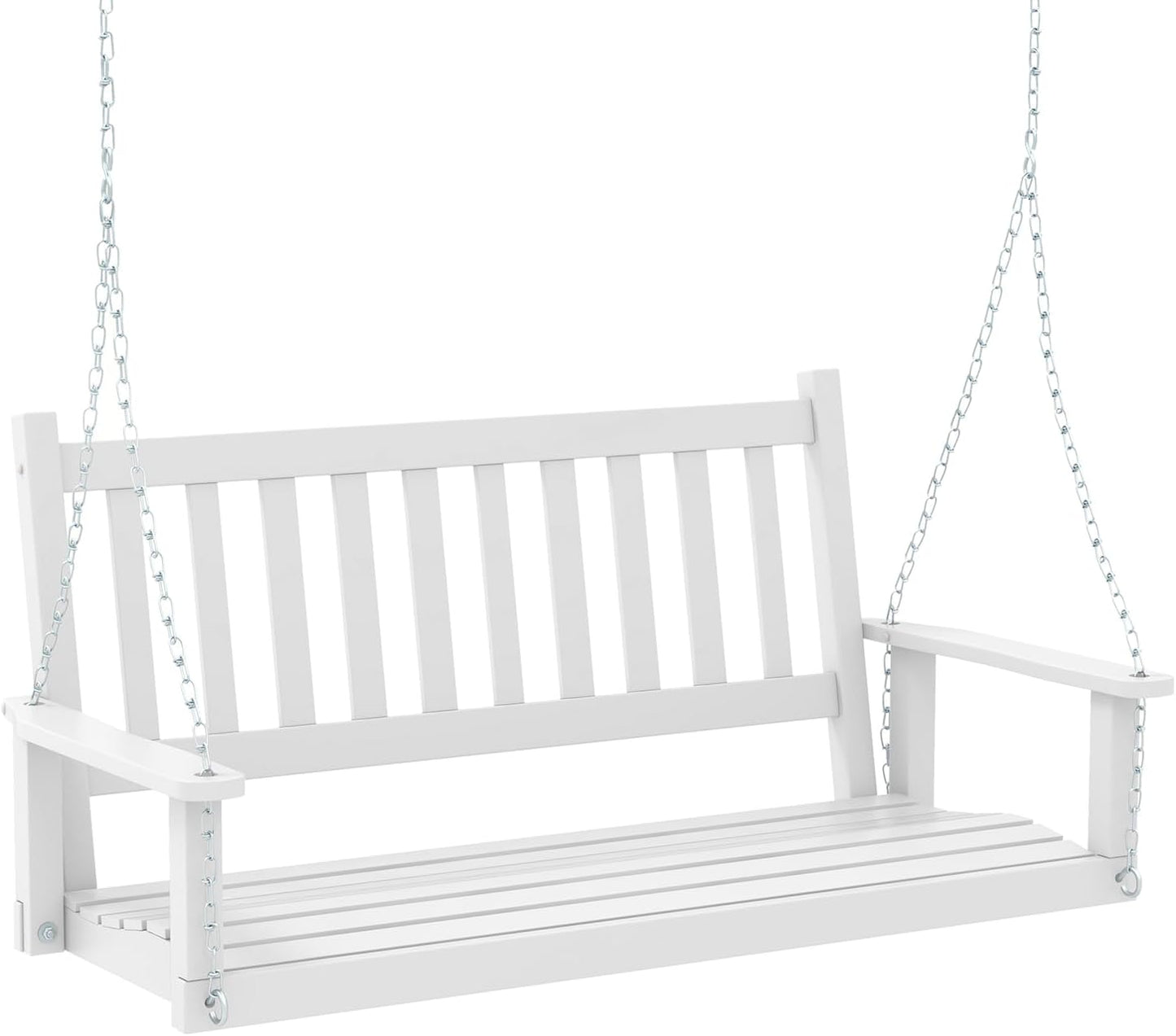 Tangkula 2/3 Person Wooden Porch Swing, Hanging Patio Swing with 2 Adjustable Galvanized Metal Chains