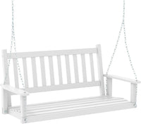 Tangkula 2/3 Person Wooden Porch Swing, Hanging Patio Swing with 2 Adjustable Galvanized Metal Chains