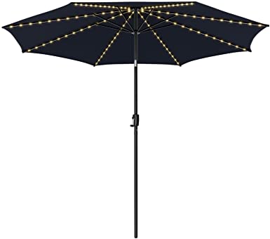 TANGKULA 10FT Solar Umbrella, Patio Umbrella with 112 LED Lights