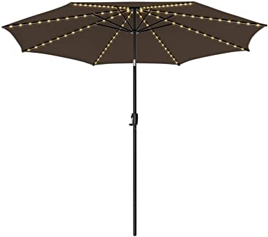 TANGKULA 10FT Solar Umbrella, Patio Umbrella with 112 LED Lights