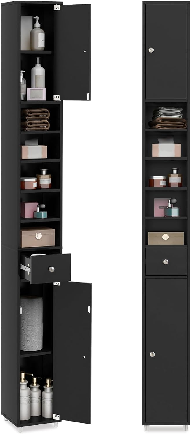 Tangkula Tall Slim Bathroom Storage Cabinet, 71" Freestanding Bathroom Cabinet Organizer
