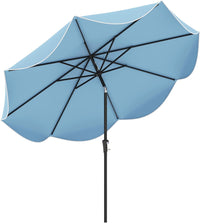 Tangkula 9Ft Patio Umbrella, Outdoor Umbrella with Crank Handle, Push Button Tilt, 2-Tier Beach Umbrella with Sun-Protective Canopy