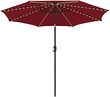 TANGKULA 10FT Solar Umbrella, Patio Umbrella with 112 LED Lights