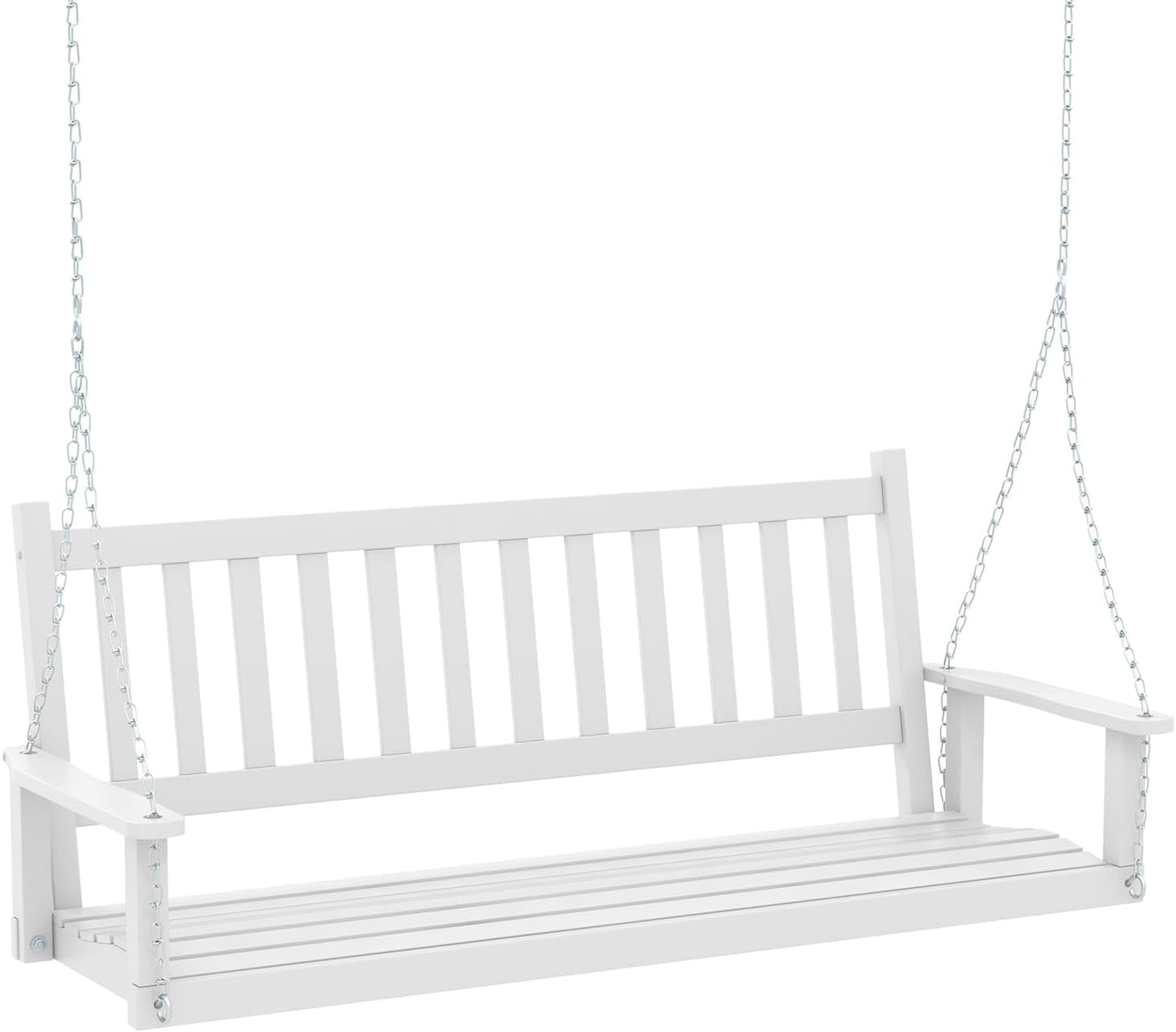 Tangkula 2/3 Person Wooden Porch Swing, Hanging Patio Swing with 2 Adjustable Galvanized Metal Chains