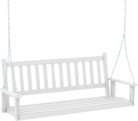 Tangkula 2/3 Person Wooden Porch Swing, Hanging Patio Swing with 2 Adjustable Galvanized Metal Chains