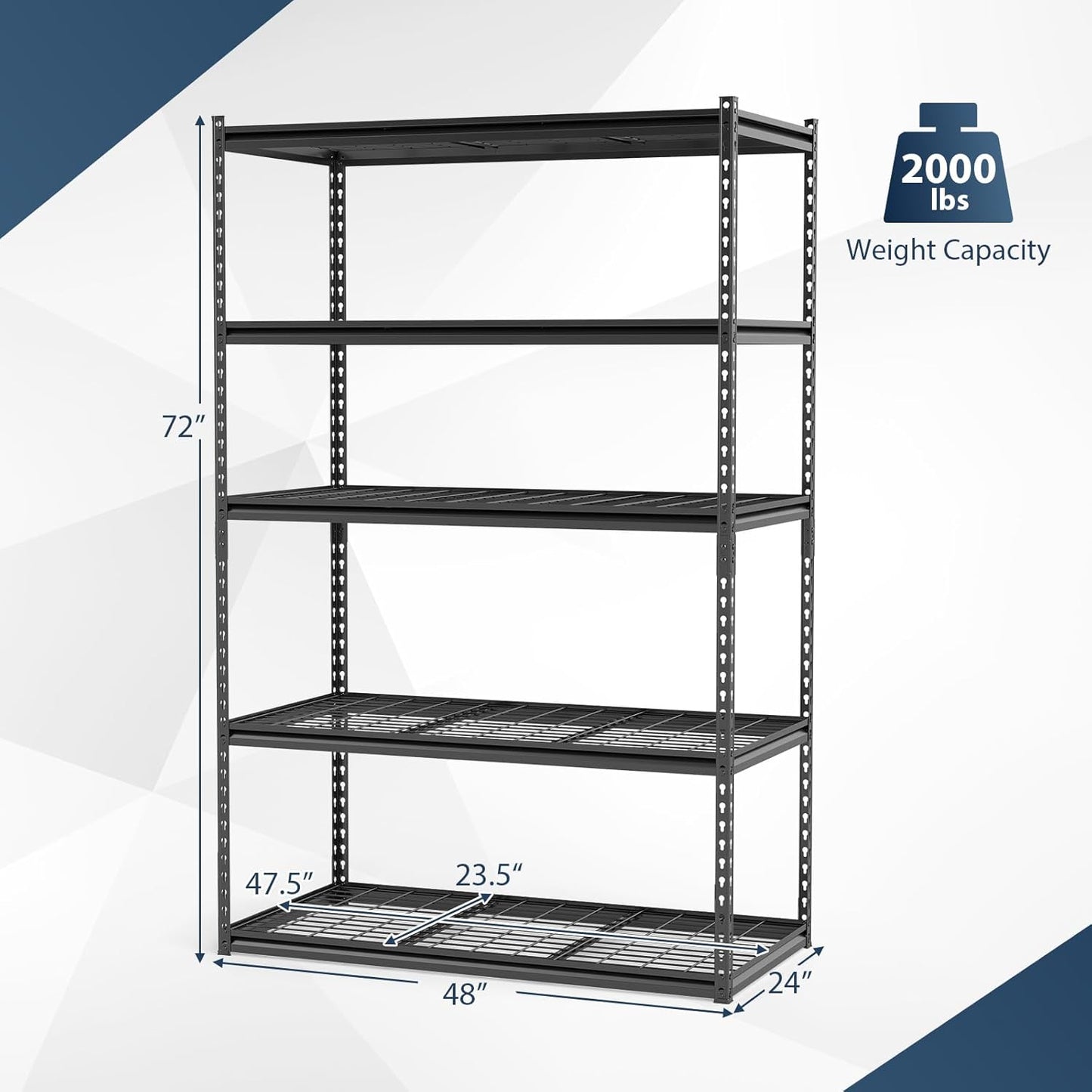 Tangkula 5-Tier Metal Garage Shelving Units with 2000 LBS Capacity (1/2/3/4)